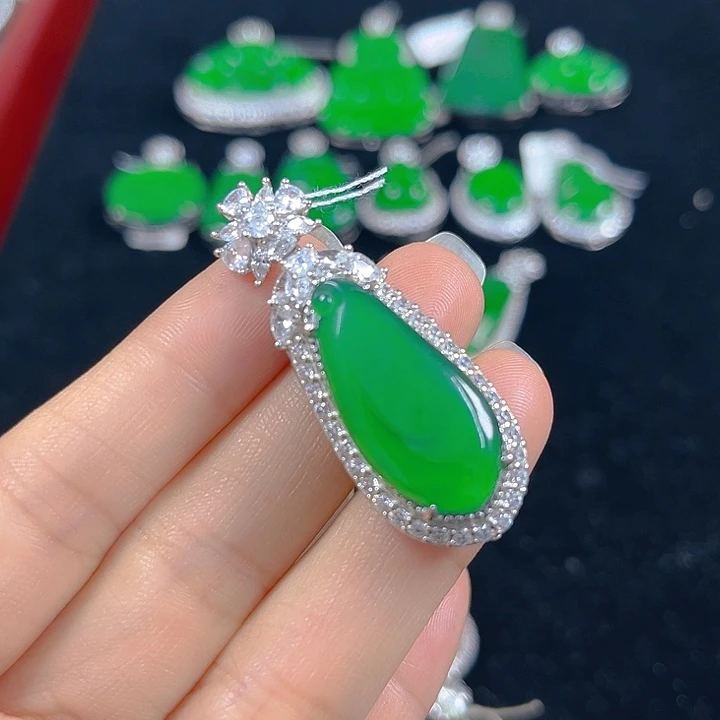 翡翠银S925镶嵌吊坠(不含链)