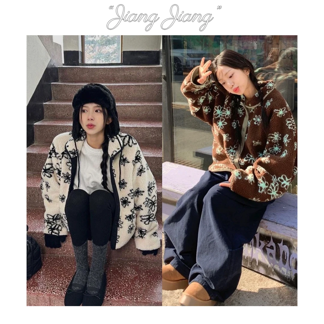 初雪见繁华 - 韩国单休闲保暖外套两面穿摇粒绒百搭宽松显瘦冬