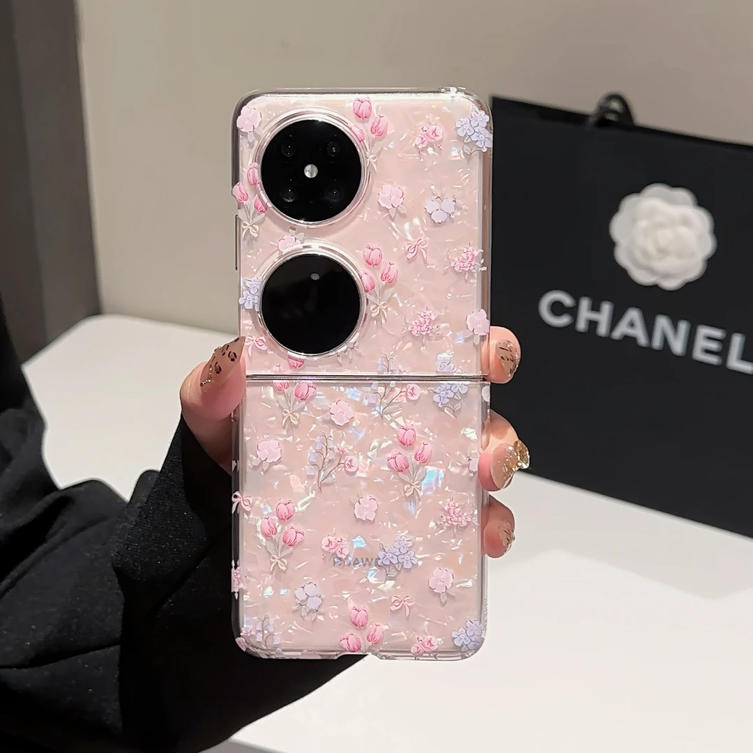 适用于华为POCKET2手机壳贝壳纹折叠FINDN3FLIP碎花华为pockets