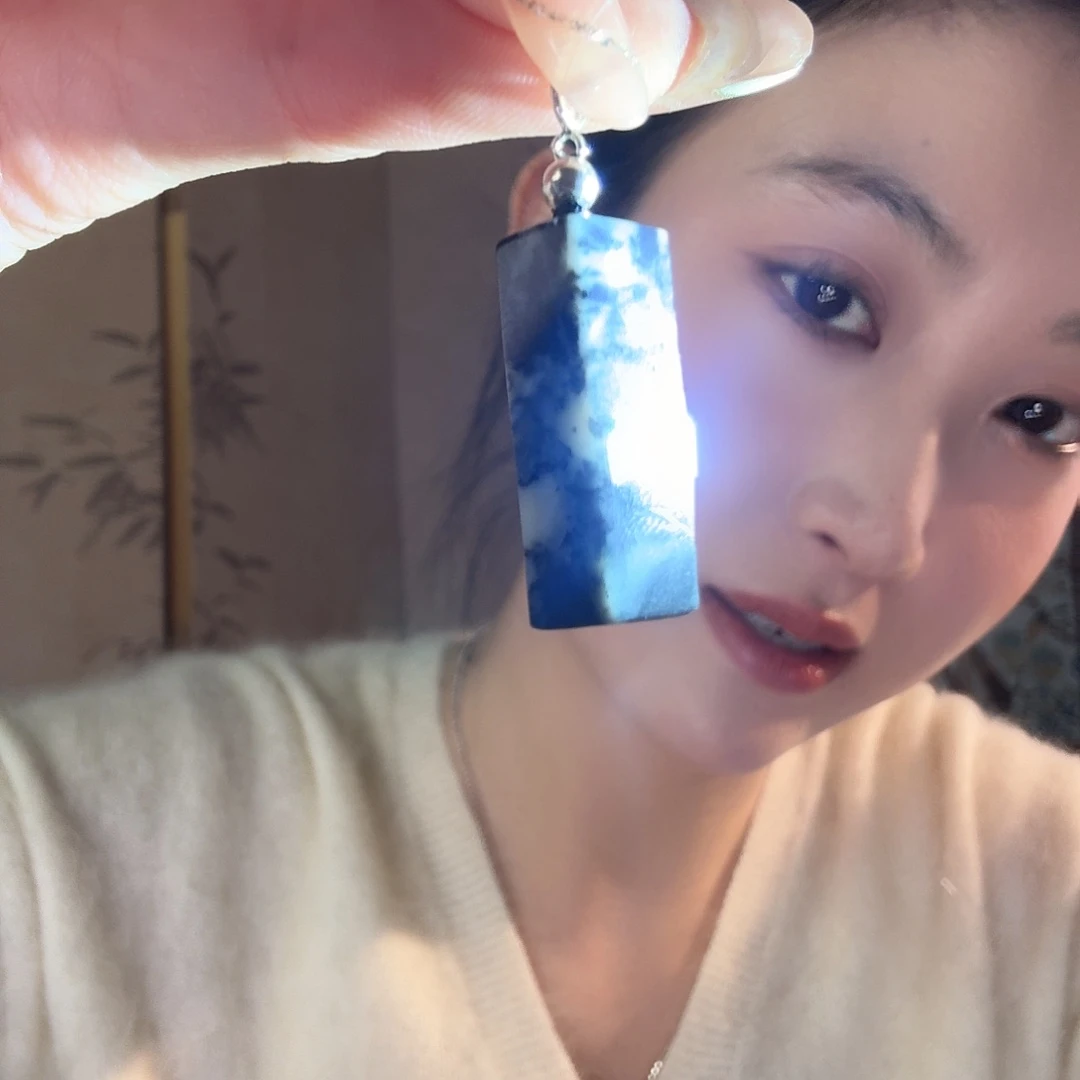 和田玉银S925镶嵌吊坠(不含链)