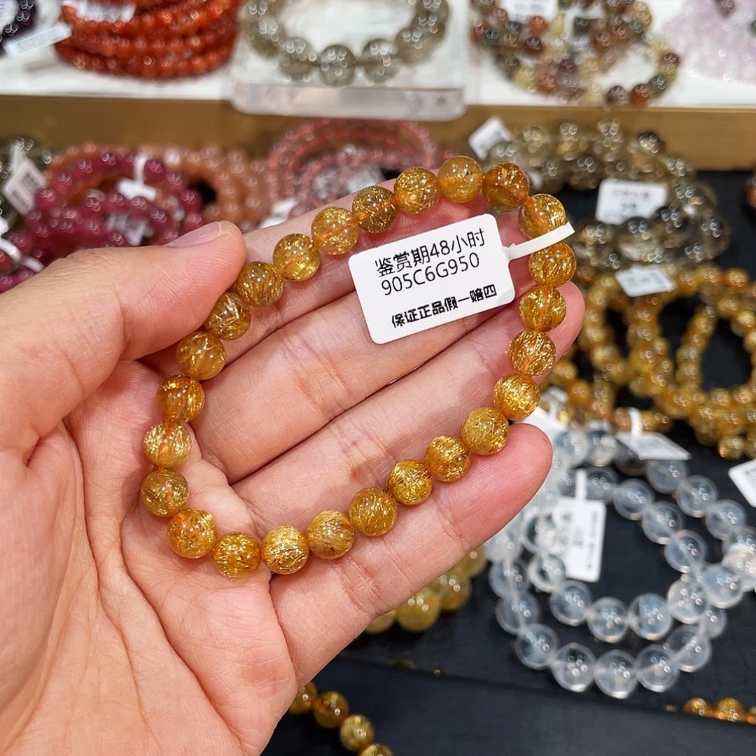 云***里水晶未镶嵌手链烟花钛晶7.9mm