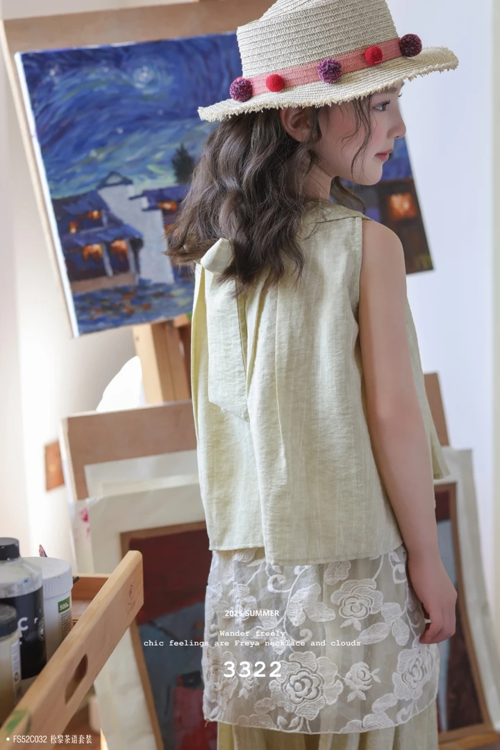 女春秋纯色休闲风常规夏季套装连衣裙女童绣花半身裙公主