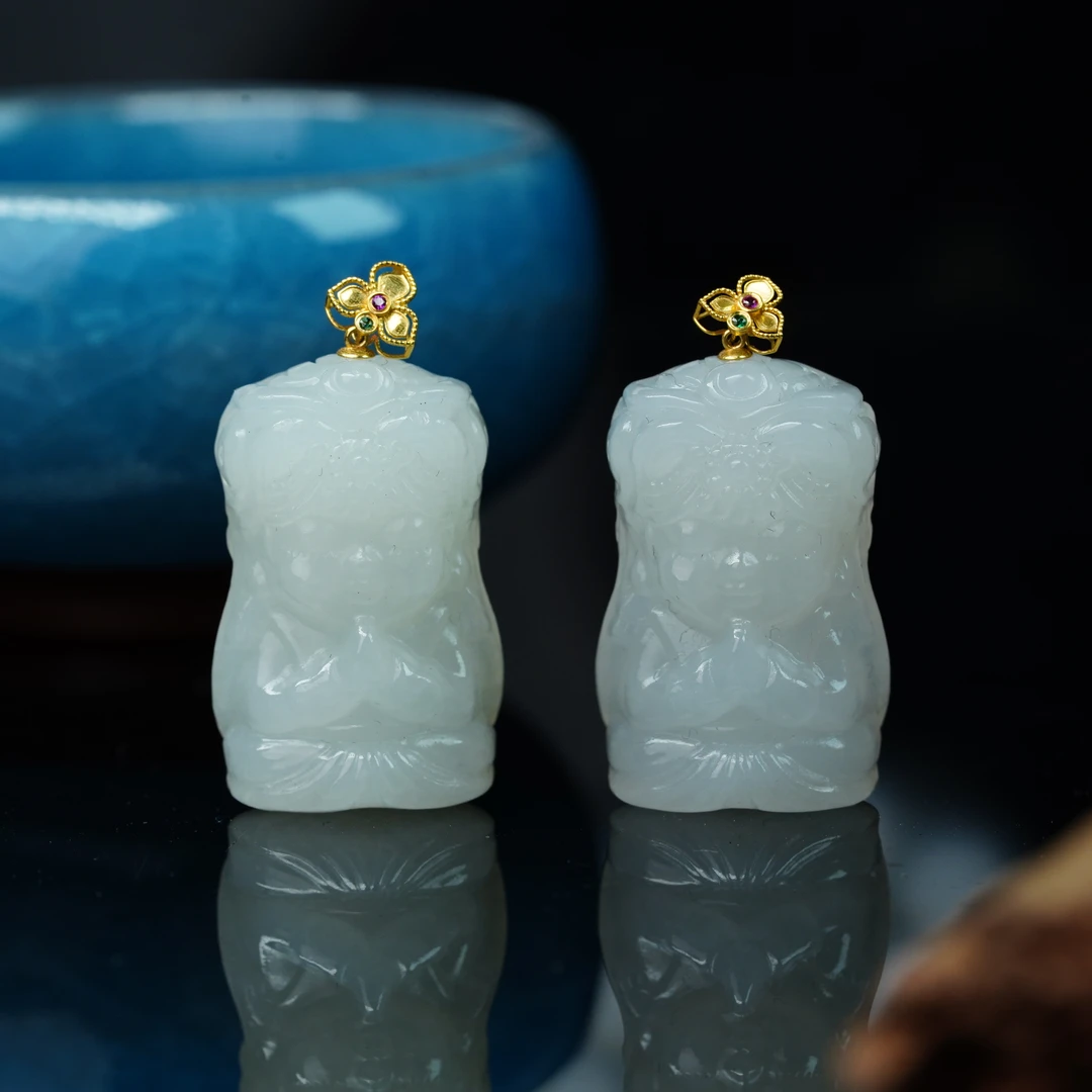 【小北好物】18K金和田玉吊坠约26*16mm【多样性发一件】6-QH16X556