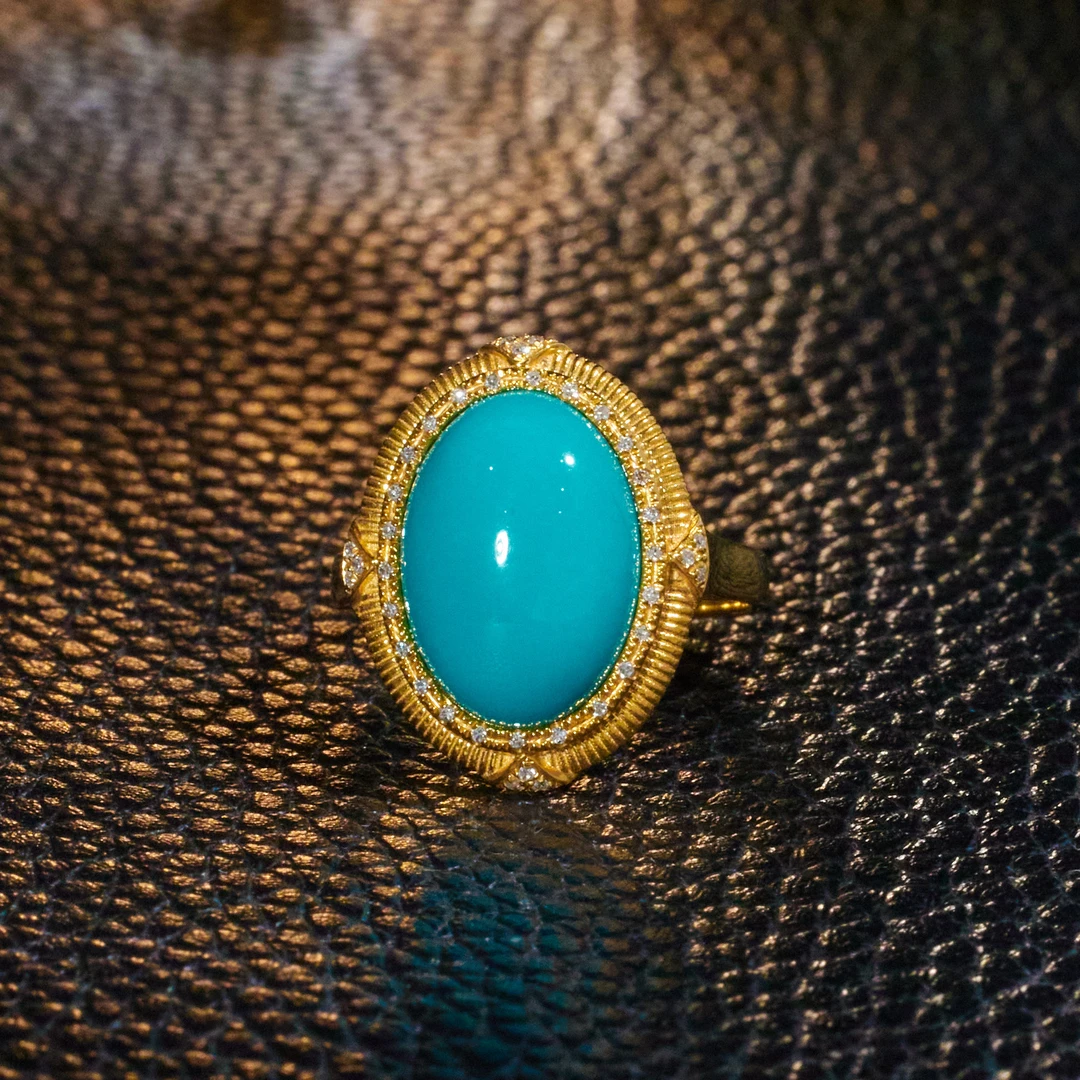 【歪歪】蛋面*松石戒指*18K镶嵌N5946