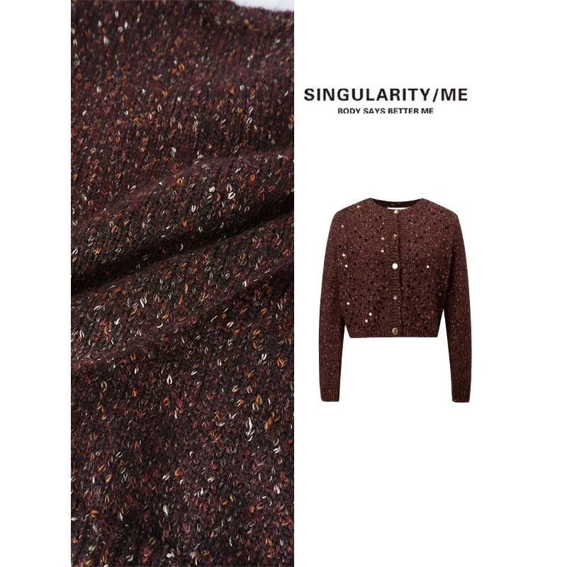 Singularity Me 9S 35136【霓光丹秫】亮片内嵌七彩纱线针织开衫