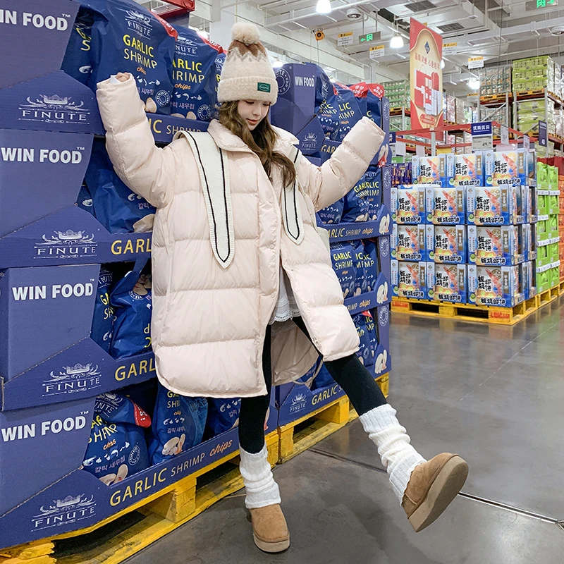 韩系针织披肩羽绒服外套女短款2025新款显瘦时髦绝美白鸭绒面包服