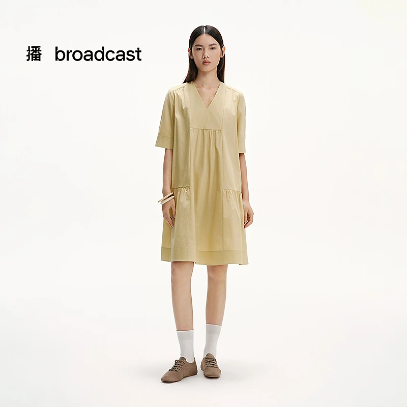 播broadcast舒适全棉连衣裙夏季优雅气质DDS2LD59081