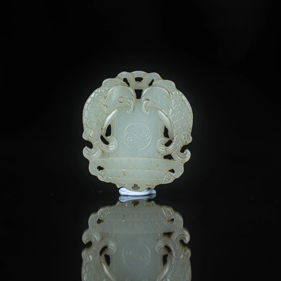 TCWWA09480清晚和田白玉双鱼佩