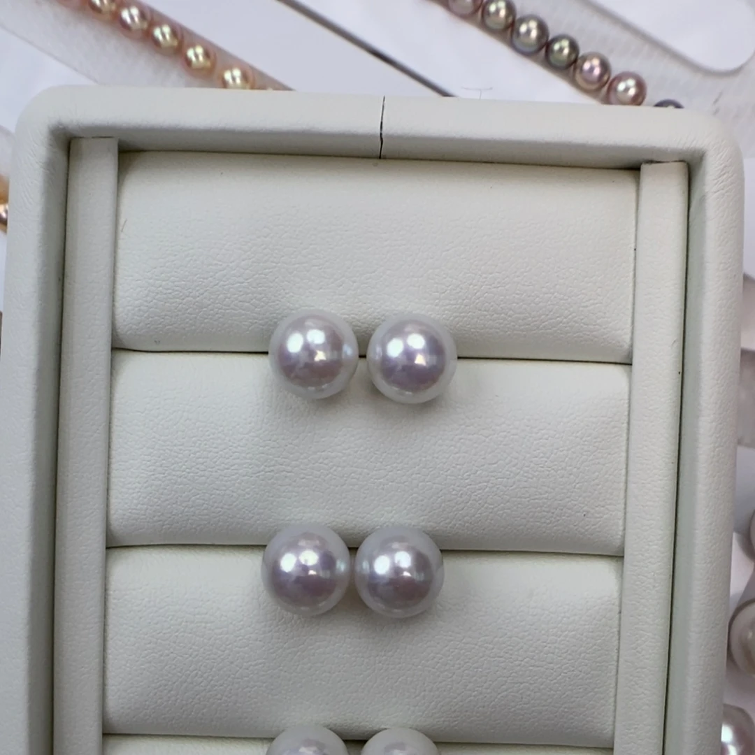 耳钉银S925镶嵌淡水珍珠9-10¥240