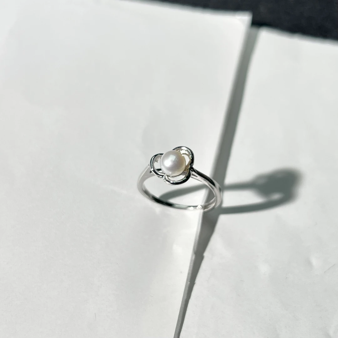 无瑕强光淡水珍珠戒指合金 ZK24090111