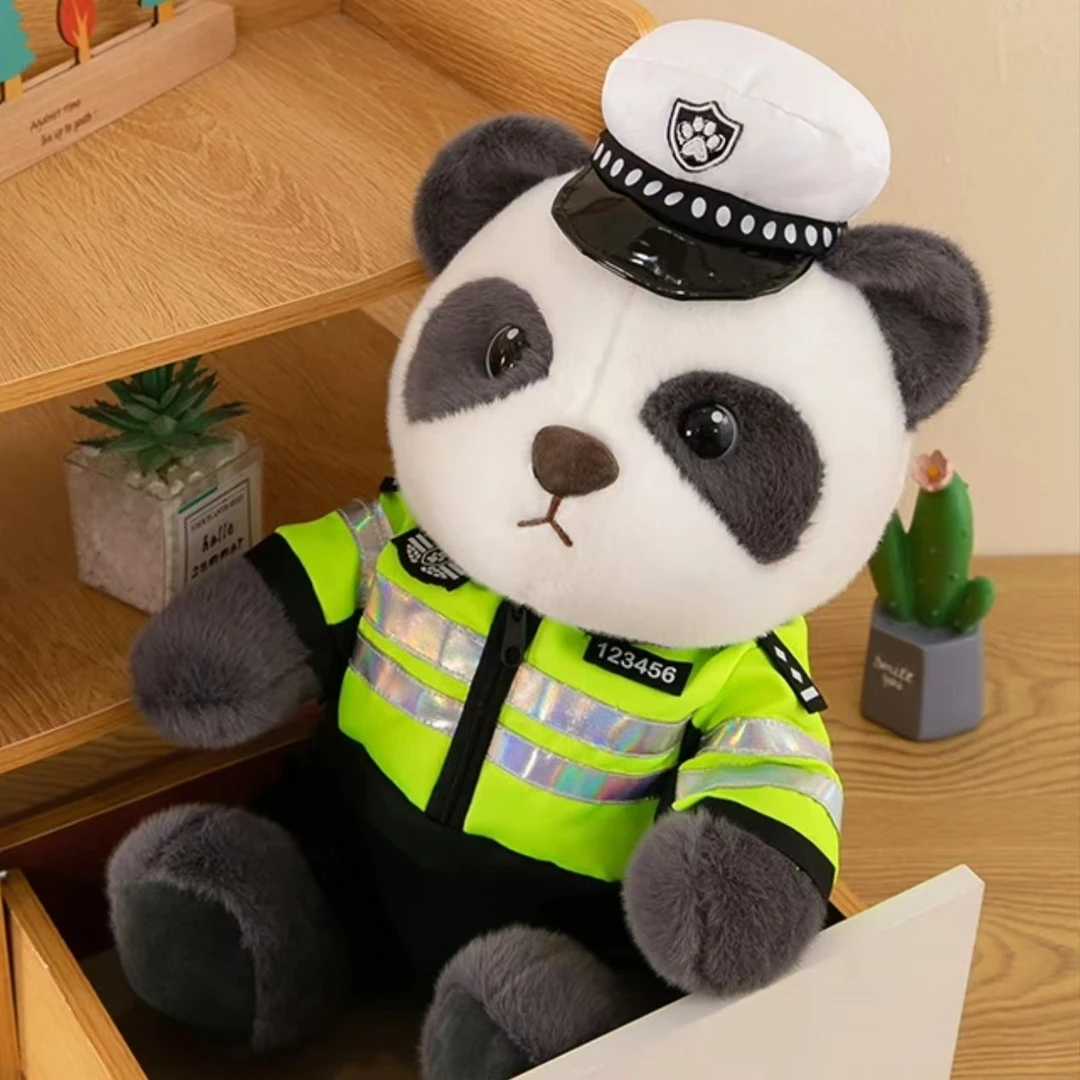 公安交警小熊公仔毛绒玩具交警小熊玩偶公益宣传消防熊熊猫布娃娃