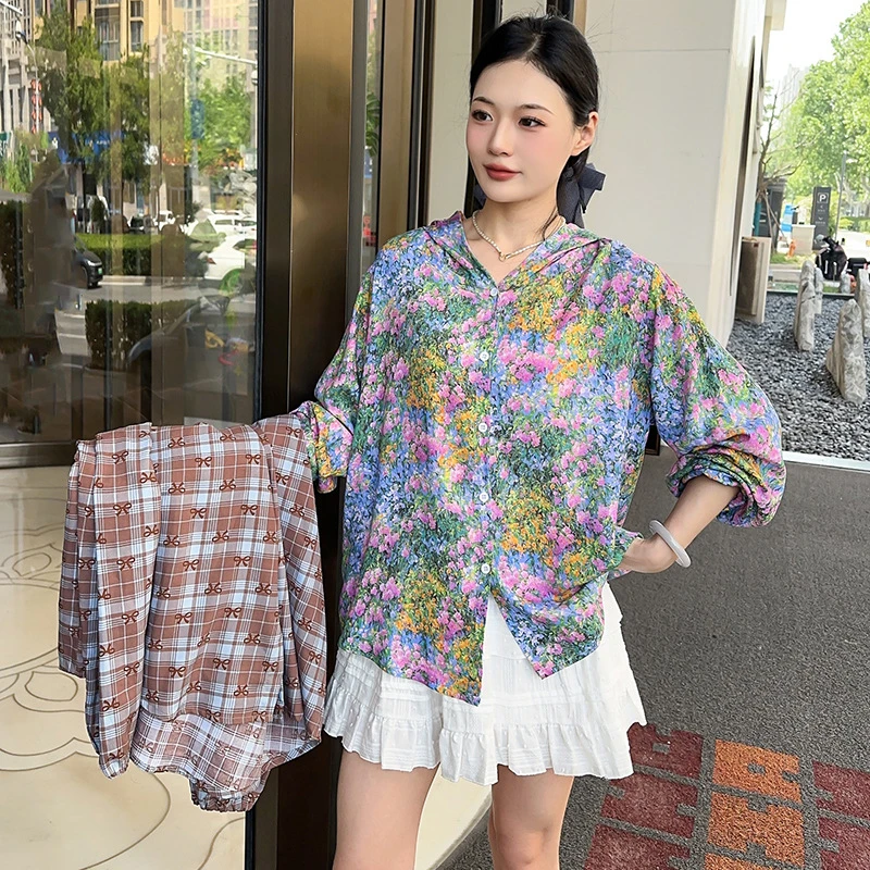 连帽棉绸防晒衣女款2025新款夏季透气大码防晒服防紫外线薄款外套