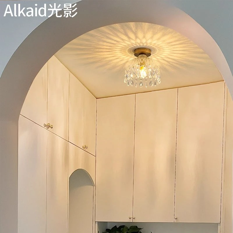 入户吸顶灯法式网红过道灯现代简约走廊灯阳光房灯水晶玻璃玄关灯
