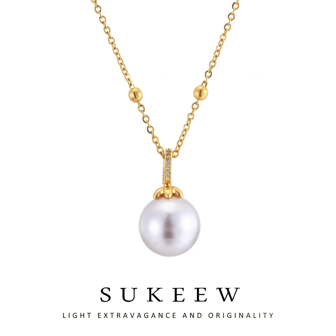 SUKEEW/酥可 铜合金项链 时尚简约单珠气质温柔项链208108
