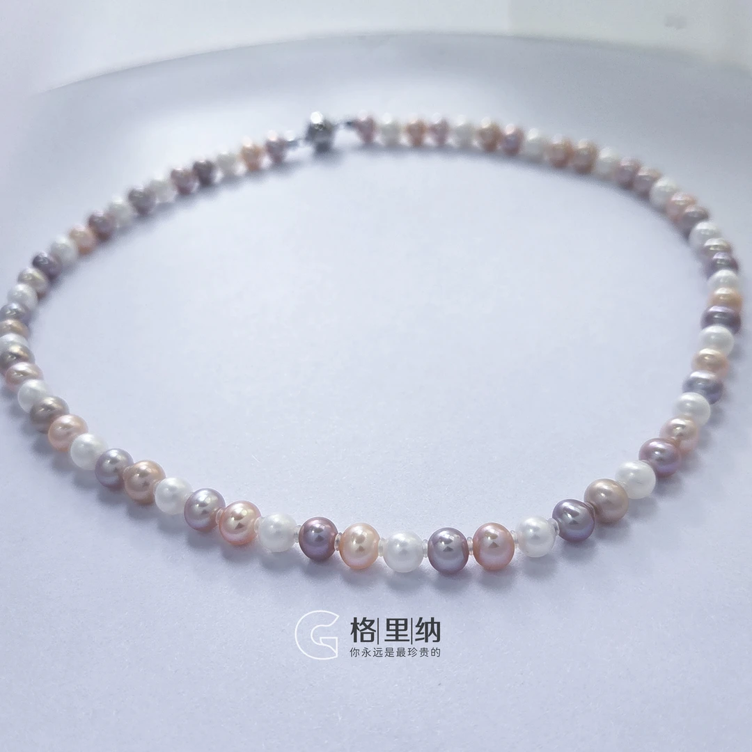 【供货商】淡水糖果珍珠项链6-7mm   S925银 多样性发一