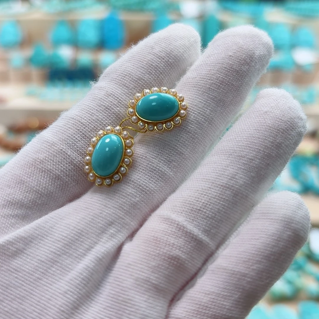 绿松石18K金镶嵌珠宝奇石