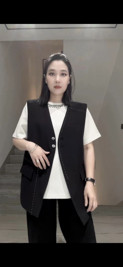 91818#欧货手工明线小众设计师款西装马甲