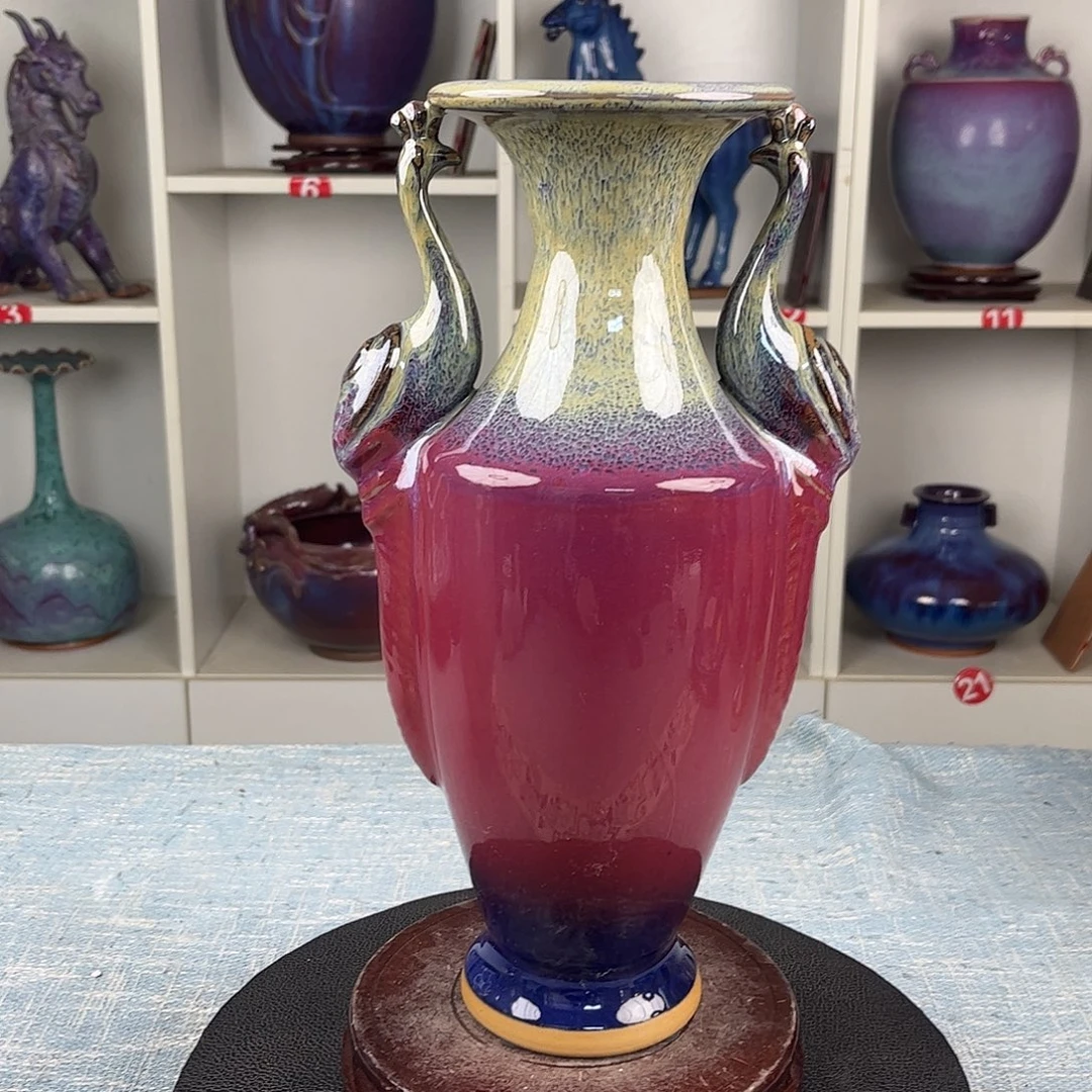 瓷片孔雀瓶珍品收藏无礼盒