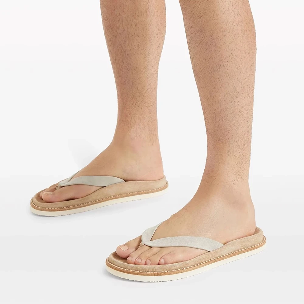 铂巍男士2025夏季新款人字拖男夹脚防滑个性凉拖鞋外穿真皮沙滩鞋