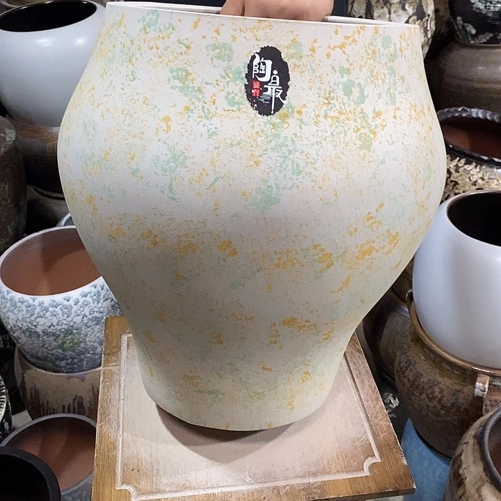 紫砂花盆口27高度38柠檬黄色8888