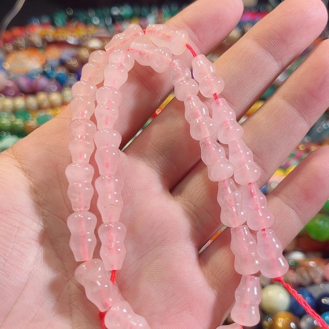 玛瑙/玉髓合金珠宝半成品粉水葫芦一条8x14mm