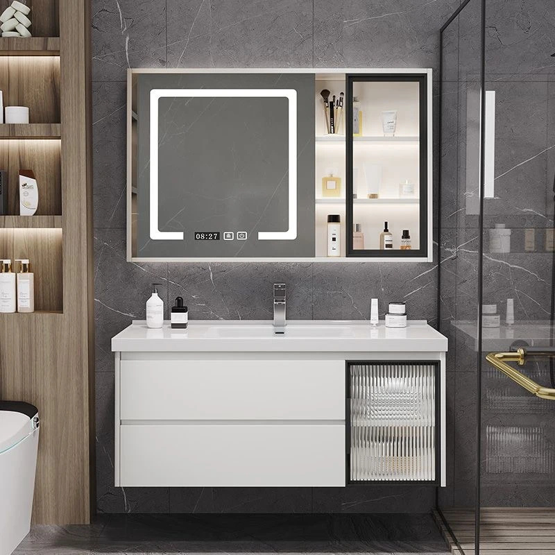 【新款云朵白陶瓷一体盆】奶油风实木浴室柜组合洗手盆洗脸盆柜组合