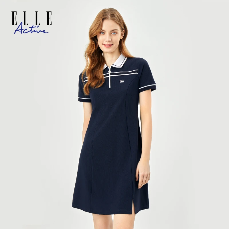 ELLE Active【时尚减龄A字连衣裙遮肉显瘦】25夏季干爽透气收腰修身