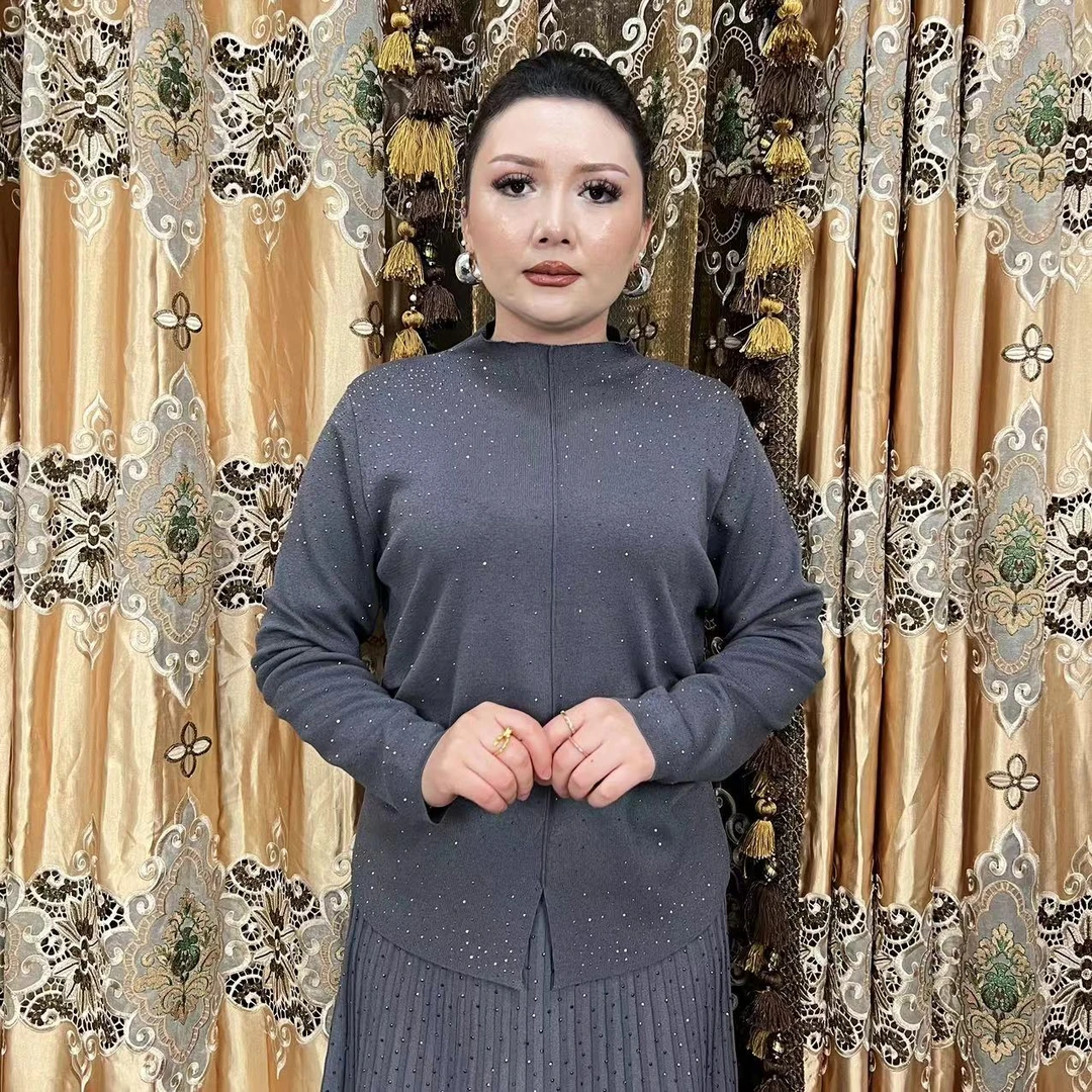 不起球圆领长袖长款毛针织衫秋冬女装冬季针织时尚mig koz