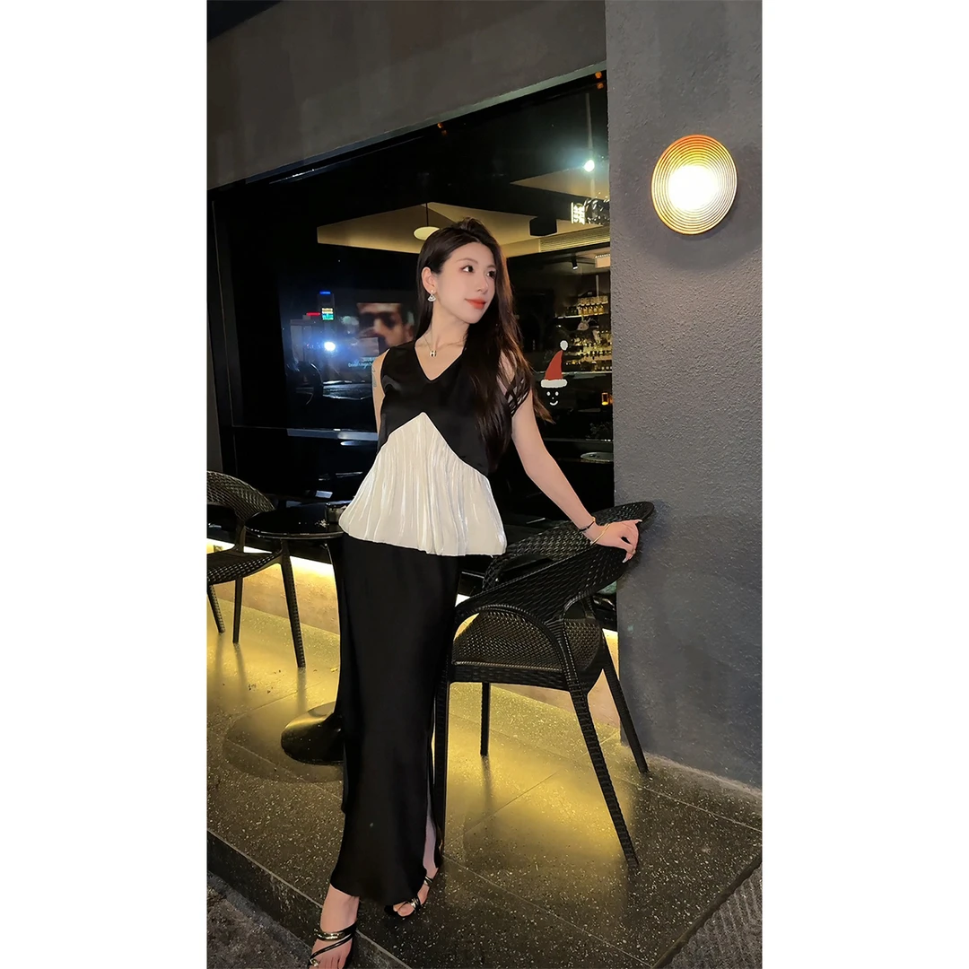 2025法式气质设计感小众无袖上衣半身裙两件套FQ52TZ559
