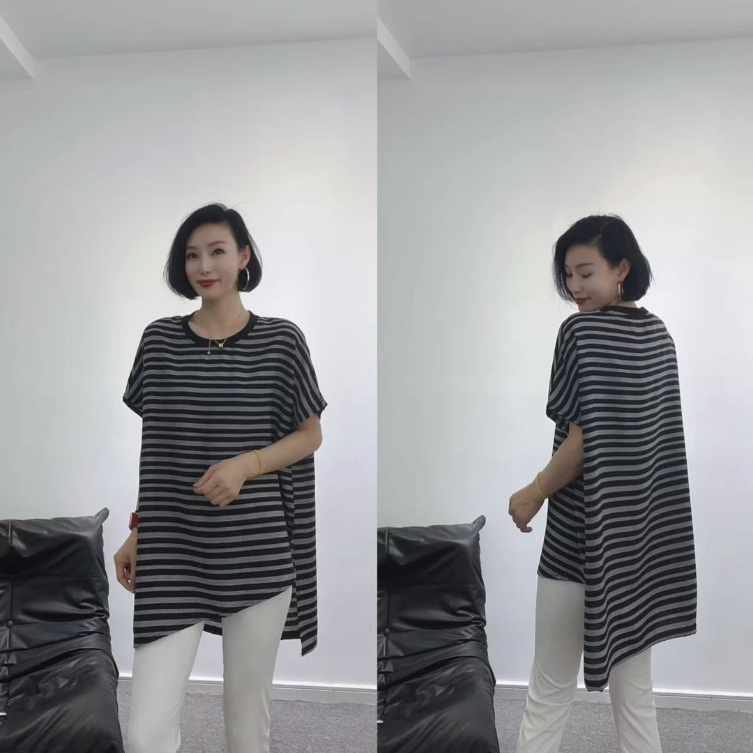 蒋姐家 欧货前斜角不规格大版衫 米