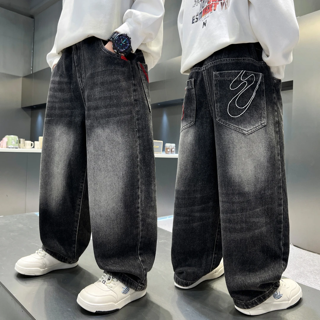 男童秋装牛仔裤2025新款儿童中大童春秋季休闲裤子直筒渐变长裤潮