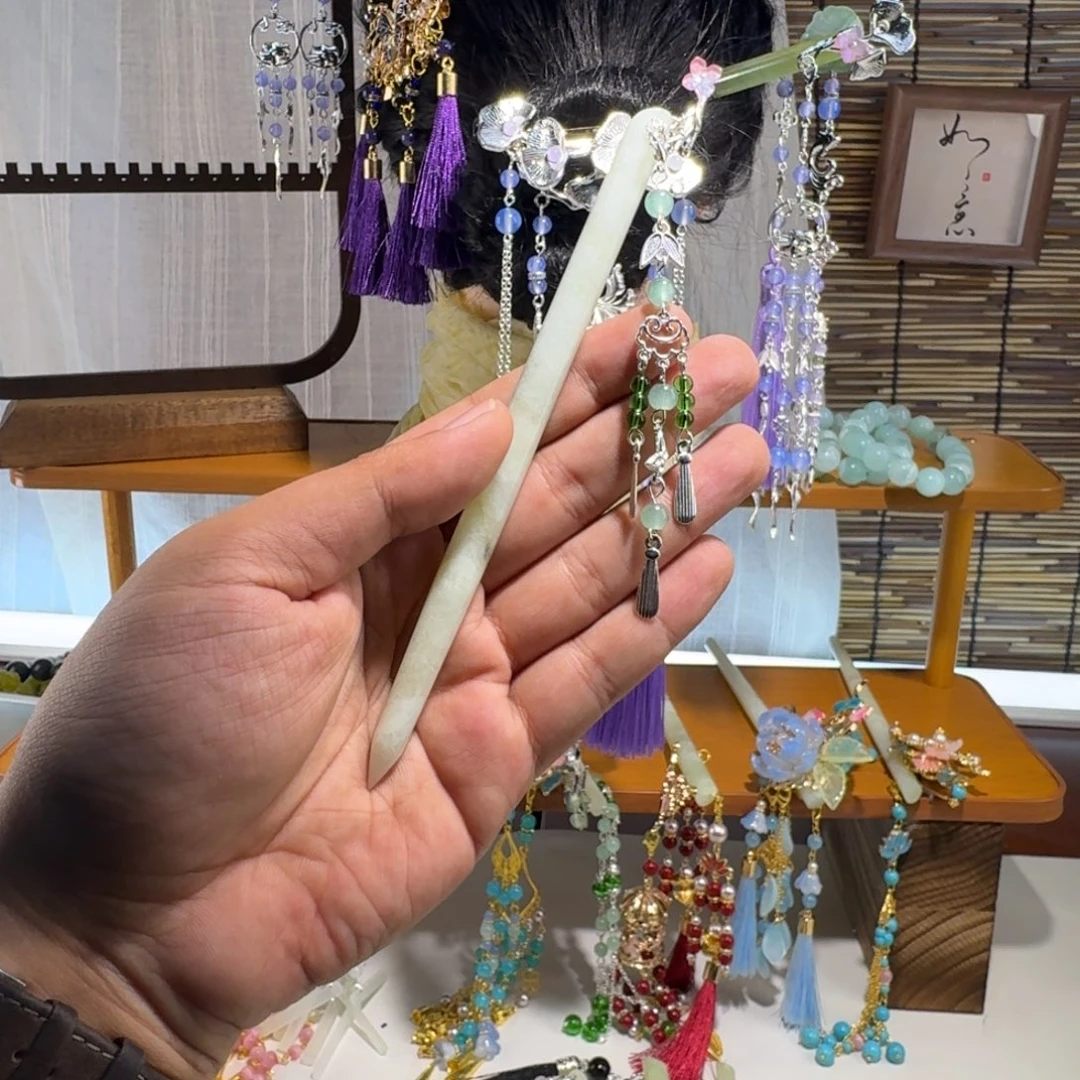 蛇纹石玉合金发饰