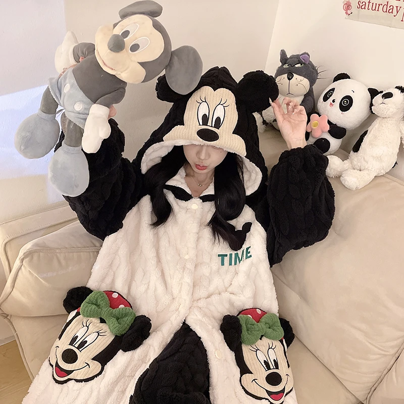 运补【可爱米妮】睡袍新款冬季加绒秋冬保暖搭子甜美少女睡衣家居服