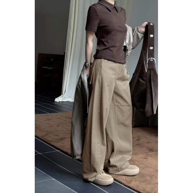 玖黛衣【廓形神裤】早秋美式极简纯色显瘦裤子KZP44140 KZP44141