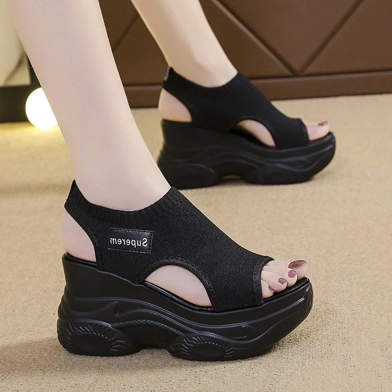 2025年夏季新款女鞋高档凉鞋厚底外穿高跟鞋时尚松糕底洋气超高跟