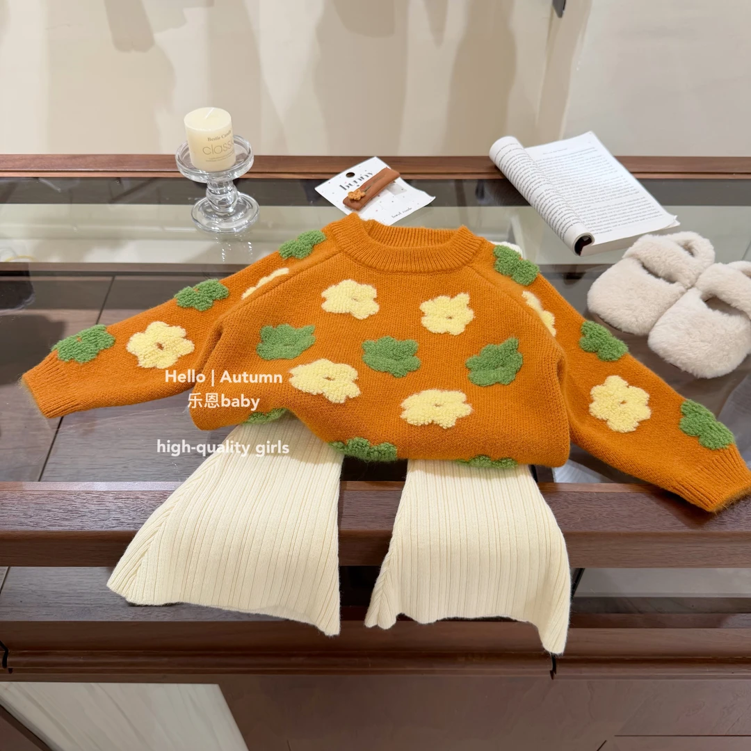 【乐恩童装】原创女童冬季柿柿如意毛衣宝宝厚款洋气休闲风针织衫