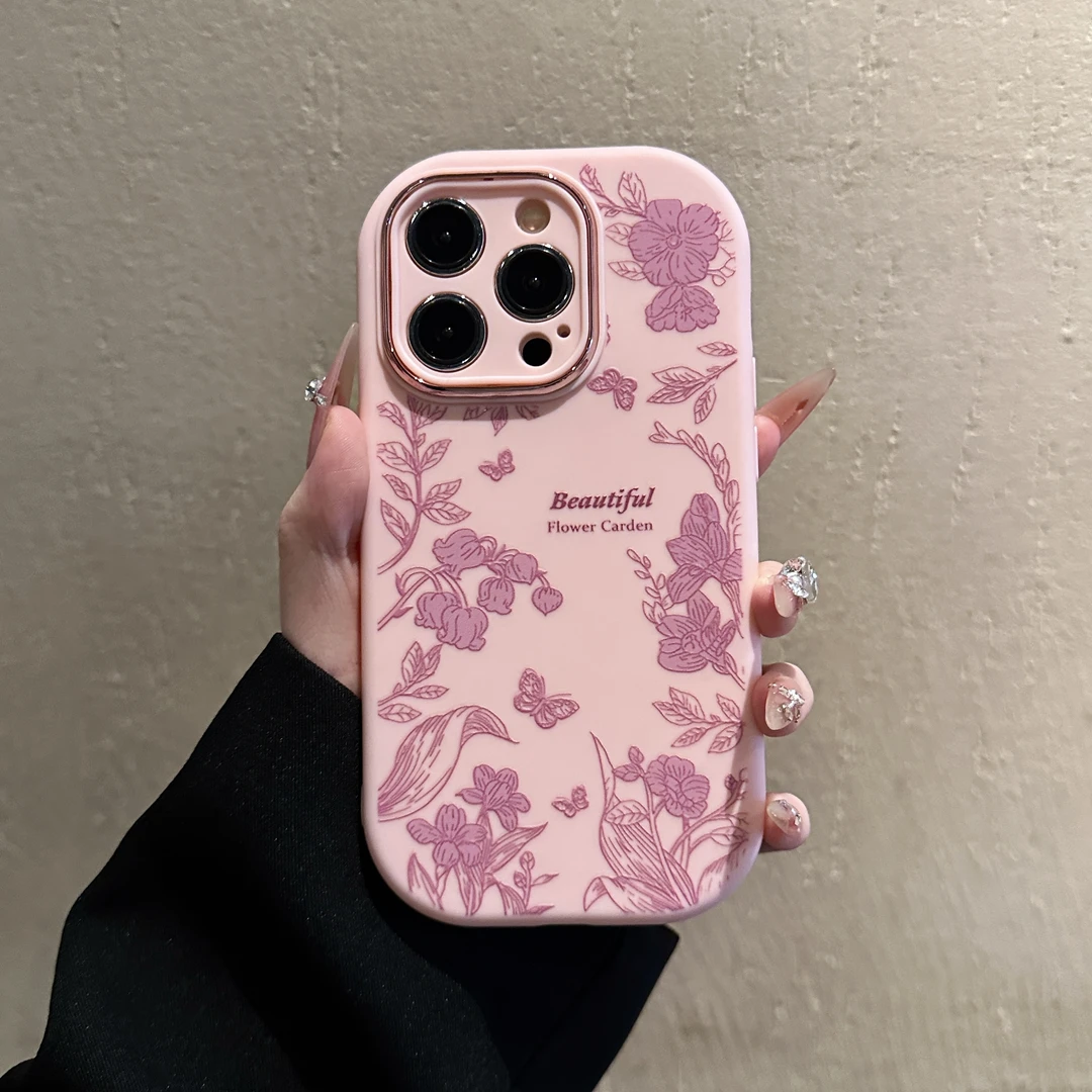 粉色玫瑰适用苹果华为VIVOOPPO小米手机壳16PRO/15防摔全包防摔软