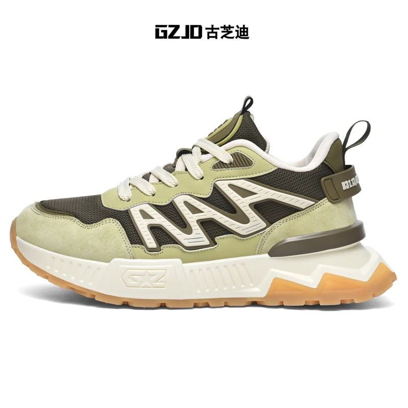 古芝迪秋季新款男士透气网面运动休闲跑步时尚潮流防滑男鞋增高