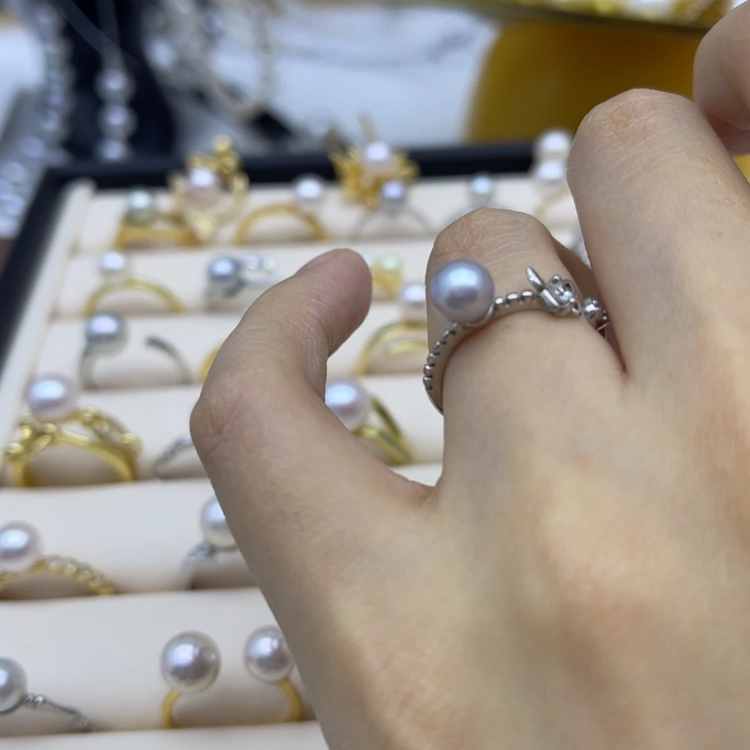 海水珍珠戒指银S925镶嵌