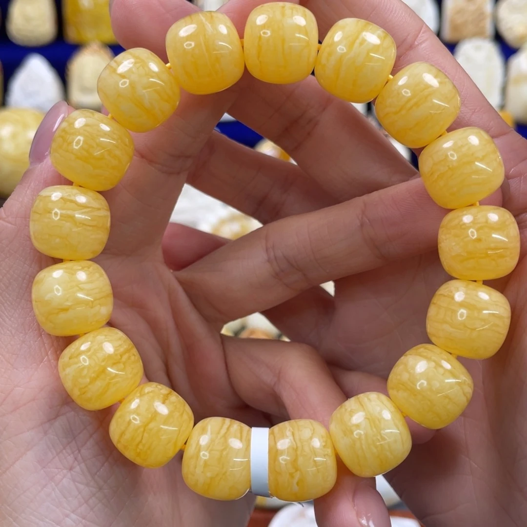 蜜蜡裸石未镶嵌琥珀蜜蜡手串卡14mm