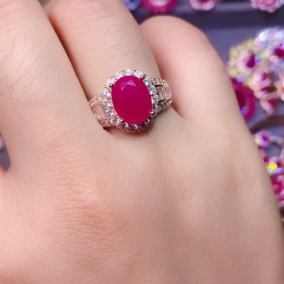 红宝石银S925镶嵌戒指