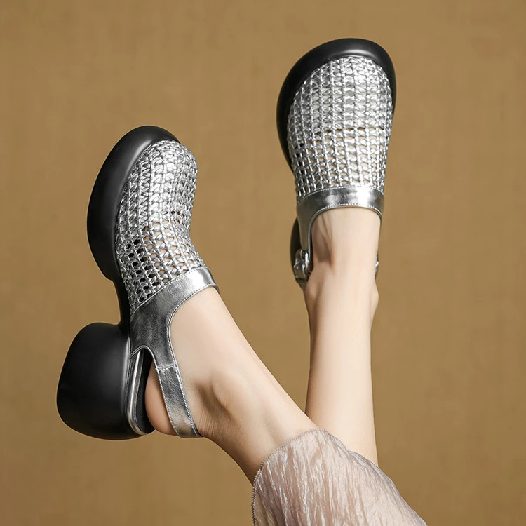 一字带凉鞋2025年春夏季轻奢风粗跟9041