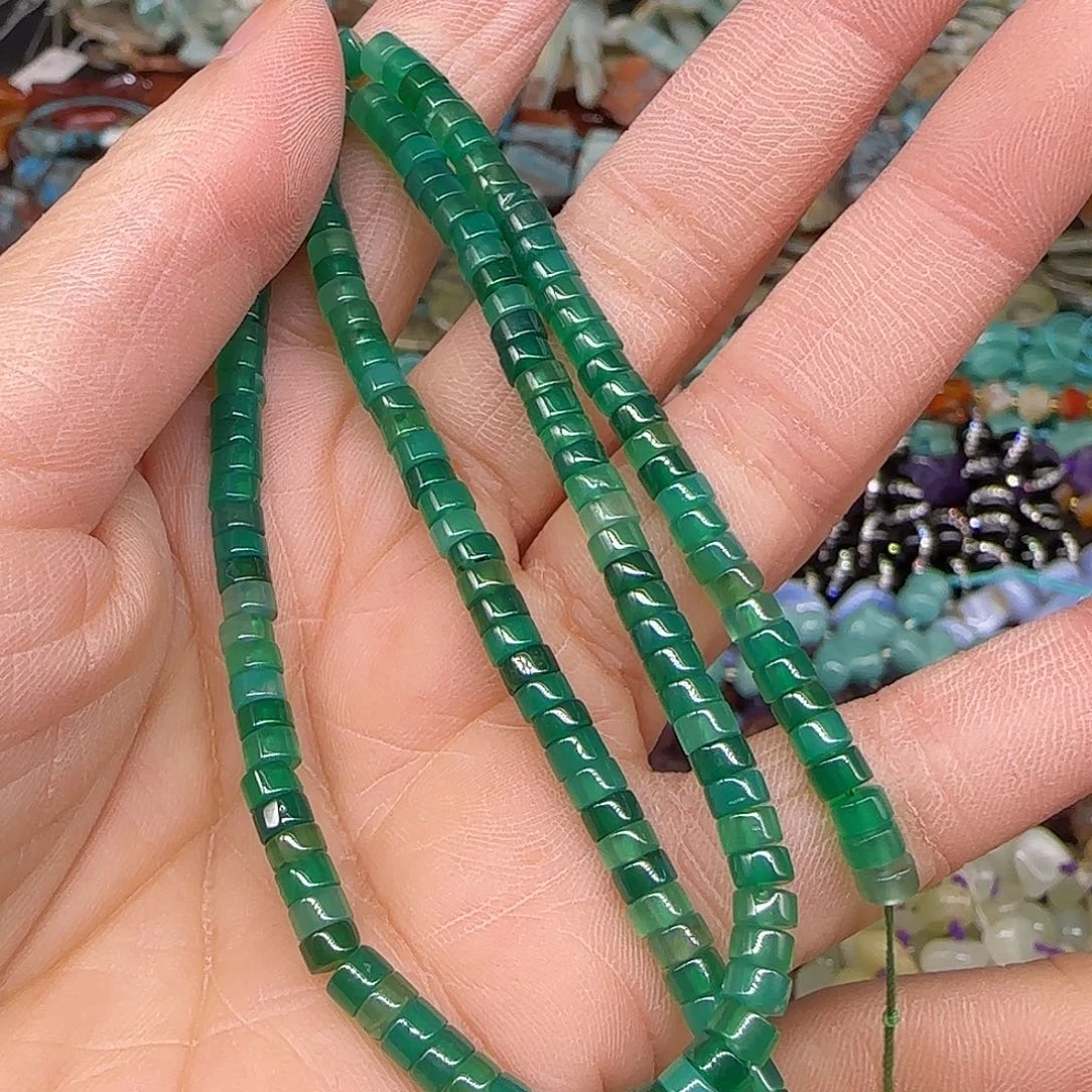 玛瑙/玉髓合金珠宝半成品绿玛瑙4mm一条