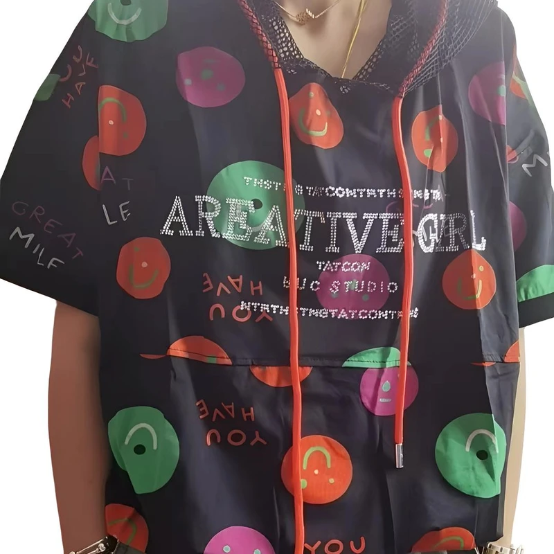 9025（飞儿同款）短袖烫钻t恤时尚休闲春秋半袖