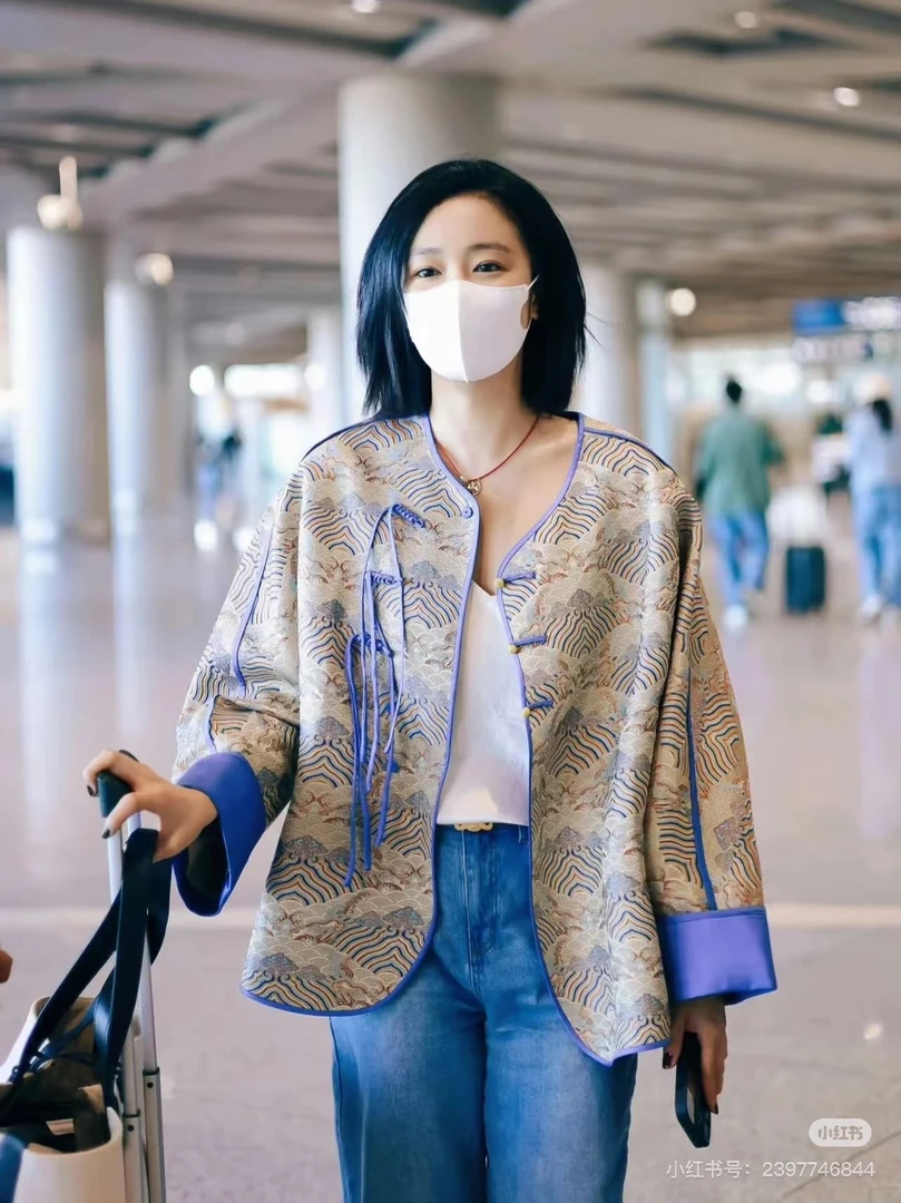 大嫂同款--新中式国风气质休闲紫色提花网红时尚小众早秋流苏外套