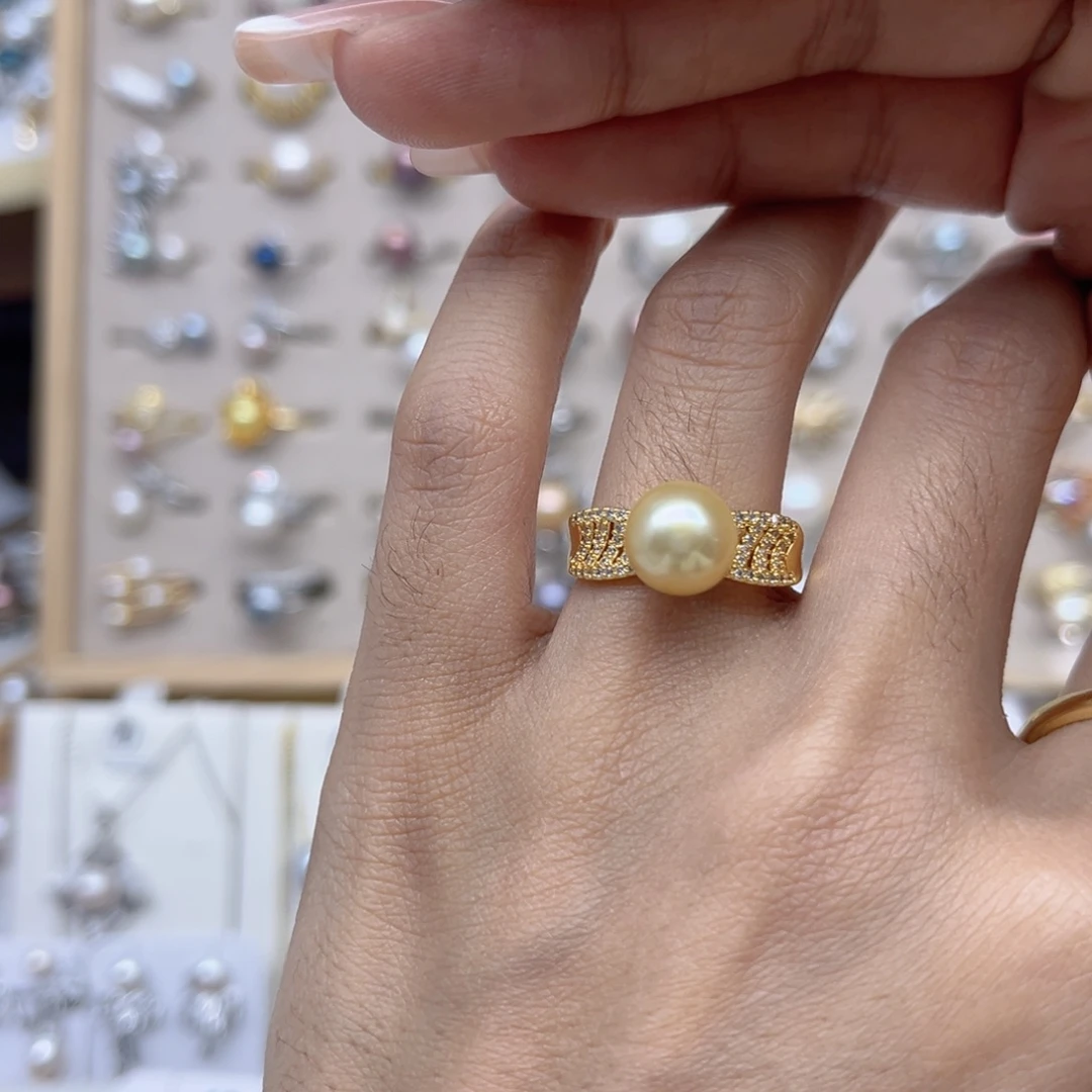 小***萌淡水珍珠合金戒指