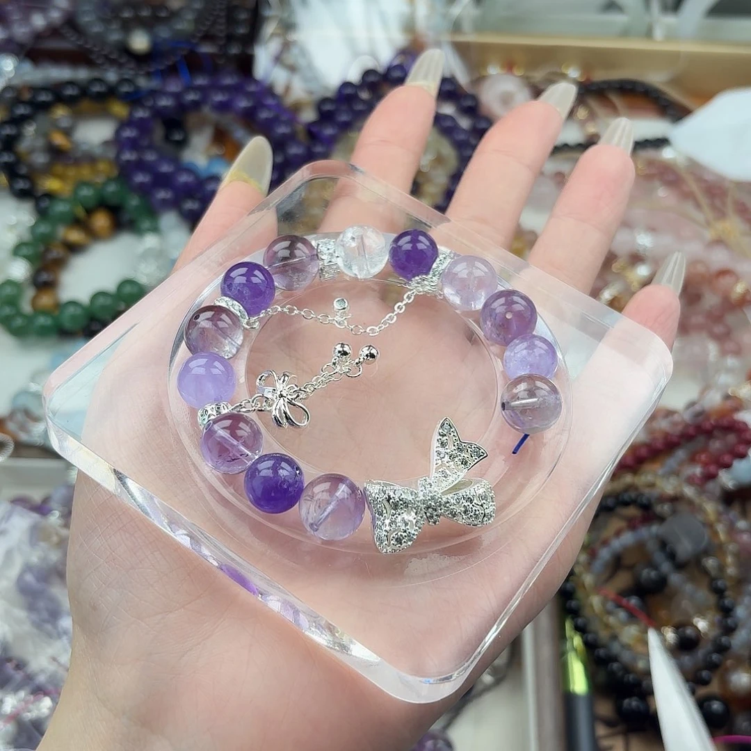 烟晶手链银S925镶嵌好