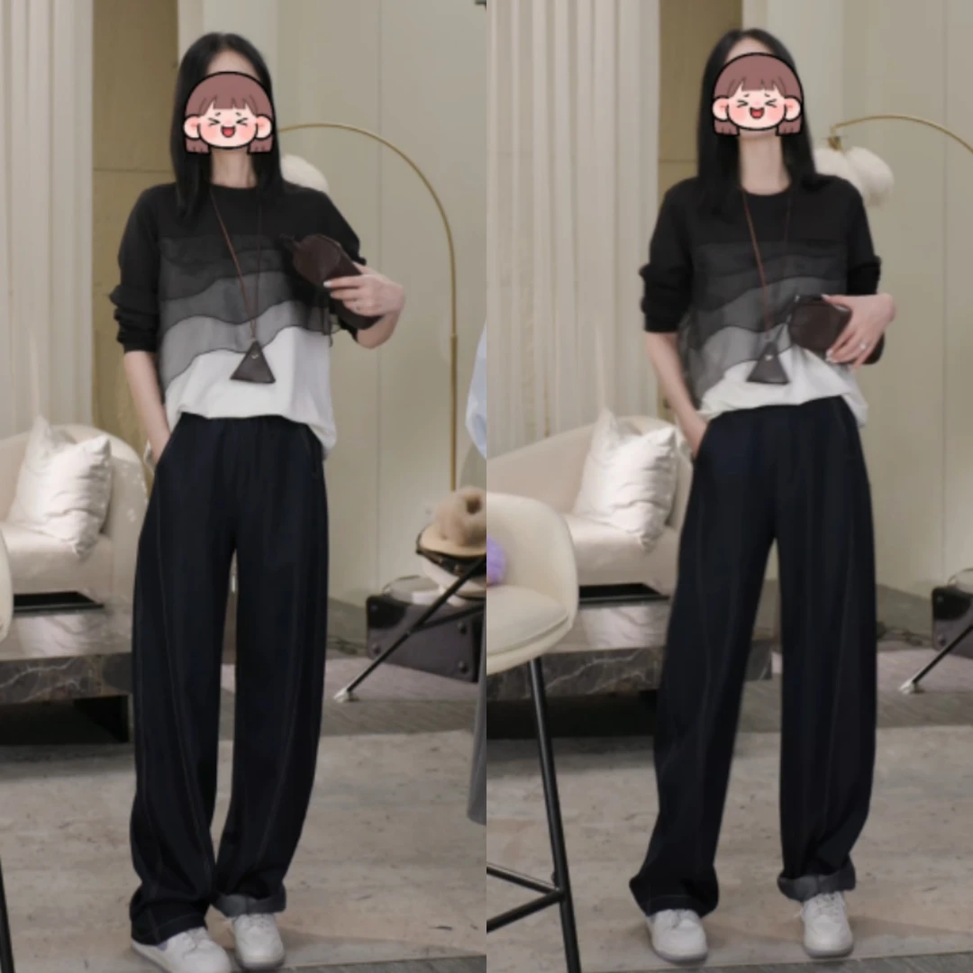 2025新款休闲撞色时尚百搭卫衣+宽松显瘦弯刀裤LK2506139