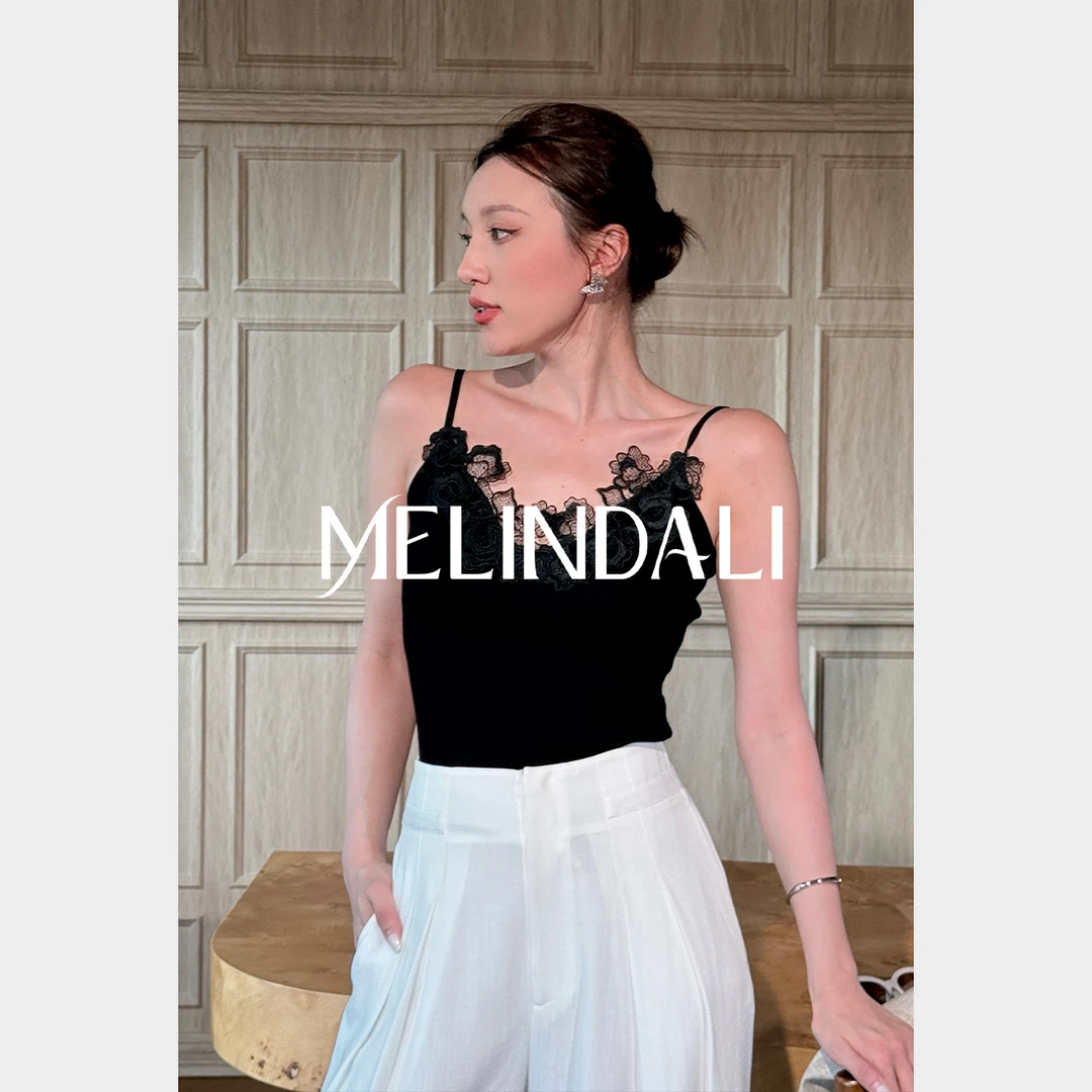 Melinda Li【姐系蕾丝】天丝醋酸蕾丝花边弹力修身针织吊带内搭