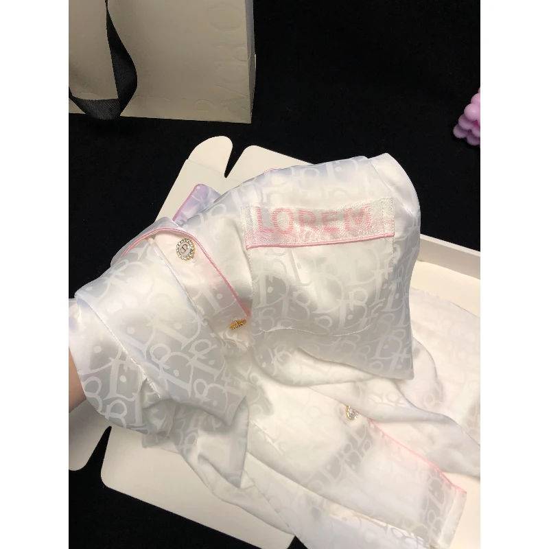 【法式轻奢冰丝】睡衣女春秋2025年新款夏季提花长袖长裤高级感套装